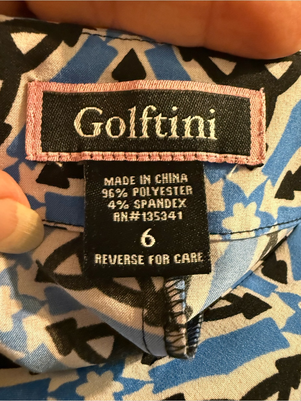 Golftini Blue Geometric Print Side Zip 2 Side Pockets, Back Pocket Skort, Golf 6 - Picture 9 of 10